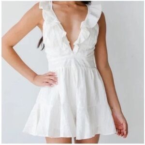 Impressions White Ruffled Romper